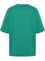 Trendyol Green Oversize Mystic Animal Embroidery 100% Cotton T-Shirt