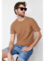 Trendyol Brown Regular/Normal Fit 100% Cotton Textured Basic T-Shirt