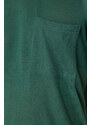 Trendyol Green Regular/Regular Fit Pocket Linen Look Short Sleeve T-Shirt