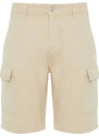Trendyol Stone Comfort Cut Cargo Pocket Denim Denim Shorts & Bermuda