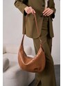 Madamra Camel Women's Knitted Patterned Big Bag