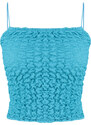 Trendyol Turquoise Textured Strap Crop Flexible Knitted Undershirt