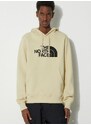 Bavlněná mikina The North Face M Drew Peak Pullover Hoodie pánská, béžová barva, s kapucí, s aplikací, NF00AHJY3X41