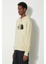 Bavlněná mikina The North Face M Drew Peak Pullover Hoodie pánská, béžová barva, s kapucí, s aplikací, NF00AHJY3X41