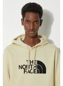 Bavlněná mikina The North Face M Drew Peak Pullover Hoodie pánská, béžová barva, s kapucí, s aplikací, NF00AHJY3X41