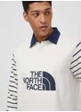 Bavlněné tričko s dlouhým rukávem The North Face béžová barva, s potiskem, NF0A8704SVO1