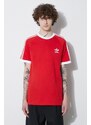 Bavlněné tričko adidas Originals Adicolor Classics 3-Stripes červená barva, IA4852