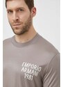 Tričko Emporio Armani béžová barva, s aplikací, 3D1TA2 1JUVZ