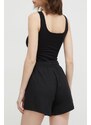 Kraťasy Guess SAMANTHA dámské, černá barva, hladké, high waist, O4GD00 KBXB2