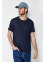 Trendyol Navy Blue Regular/Normal Fit Pocket Linen Look Short Sleeve T-Shirt