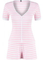 Trendyol Pink Cotton Striped Corded Knitted Pajamas Set