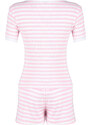 Trendyol Pink Cotton Striped Corded Knitted Pajamas Set