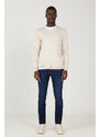 ALTINYILDIZ CLASSICS Men's Beige Melange Standard Fit Regular Fit V Neck Knitwear Sweater