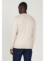 ALTINYILDIZ CLASSICS Men's Beige Melange Standard Fit Regular Fit V Neck Knitwear Sweater