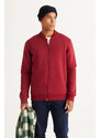 AC&Co / Altınyıldız Classics Men's Burgundy Standard Fit Regular Cut Inner Fleece 3 Thread College Collar Cotton Sweatshirt Jacket