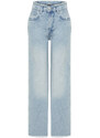 Trendyol Light Blue Tassel Detail High Waist Wide Leg Jeans