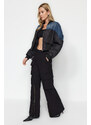 Trendyol Black Zipper Detail High Waist Wide Leg Jeans with Cargo Pocket