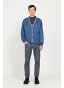 AC&Co / Altınyıldız Classics Men's INDIGO-GRAY MELANJ Standard Fit Regular Fit V Neck Knitwear Cardigan