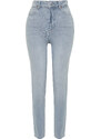 Trendyol Light Gray High Waist Slim Mom Jeans