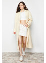 Trendyol Beige Oversize Wide Cut Belted Cotton Trench Coat