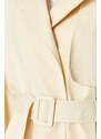 Trendyol Beige Oversize Wide Cut Belted Cotton Trench Coat