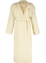 Trendyol Beige Oversize Wide Cut Belted Cotton Trench Coat