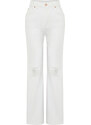 Trendyol White Ripped High Waist Wide Leg Jeans