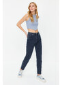 Trendyol Midnight Blue More Sustainable High Waist Slim Mom Jeans