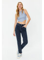 Trendyol Midnight Blue More Sustainable High Waist Slim Mom Jeans