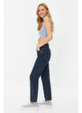 Trendyol Midnight Blue More Sustainable High Waist Slim Mom Jeans