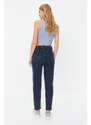 Trendyol Midnight Blue More Sustainable High Waist Slim Mom Jeans