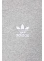 Mikina adidas Originals pánská, šedá barva, s kapucí, melanžová