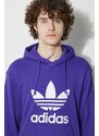 Bavlněná mikina adidas Originals Adicolor Classics Trefoil pánská, fialová barva, s kapucí, s potiskem, IM9398