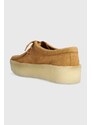 Nubukové mokasíny Clarks Originals Wallabee Cup hnědá barva, na platformě, 26176566