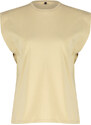 Trendyol Dark Beige 100% Cotton Wadding Look Basic Crew Neck Knitted T-Shirt