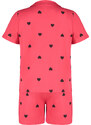 Trendyol Curve Red Heart Pattern Knitted Pajamas Set