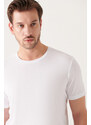 Avva Men's White Ultrasoft Crew Neck Cotton Slim Fit Slim Fit T-shirt