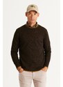 AC&Co / Altınyıldız Classics Men's Black-Mustard Standard Fit Regular Fit Crew Neck Cotton Knitwear Sweater