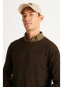 AC&Co / Altınyıldız Classics Men's Black-Mustard Standard Fit Regular Fit Crew Neck Cotton Knitwear Sweater