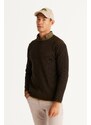 AC&Co / Altınyıldız Classics Men's Black-Mustard Standard Fit Regular Fit Crew Neck Cotton Knitwear Sweater