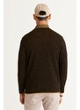 AC&Co / Altınyıldız Classics Men's Black-Mustard Standard Fit Regular Fit Crew Neck Cotton Knitwear Sweater