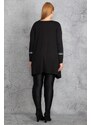 Şans Women's Plus Size Black Rib Detailed Tunic