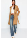 Trendyol Camel Belted Long Wool Cachet Coat