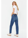 Trendyol Dark Blue More Sustainable High Waist Slim Mom Jeans