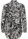 Trendyol Black Piping Detailed Woven Viscose Floral Shirt