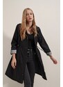 Bigdart 5808 Tie Waist Trench Coat - Black