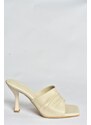 Fox Shoes Beige Women's Thin Heeled Slippers