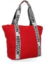 HERISSON Velká dámská nylonová shopper kabelka přes rameno HE2125 - červená
