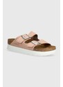 Nubukové pantofle Birkenstock Arizona Platform Flex Birkenstock x Papillio růžová barva, na platformě, 1026894