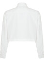 Trendyol Ecru Collar Stone Detailed Cotton Crop Woven Shirt